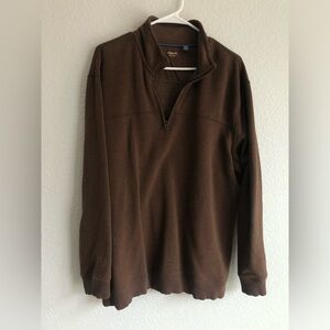 Men’s Arrow XL half zip pull over long sleeve sweater brown